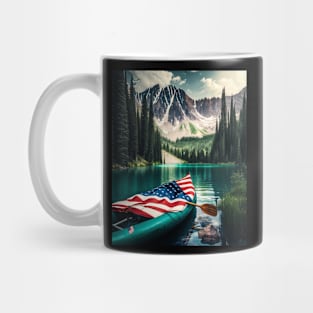 kayak paddle american flag Mug